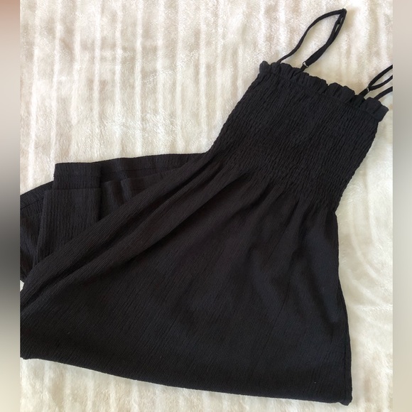 h&m black smocked dress Women's Black Smocked Cotton Dress